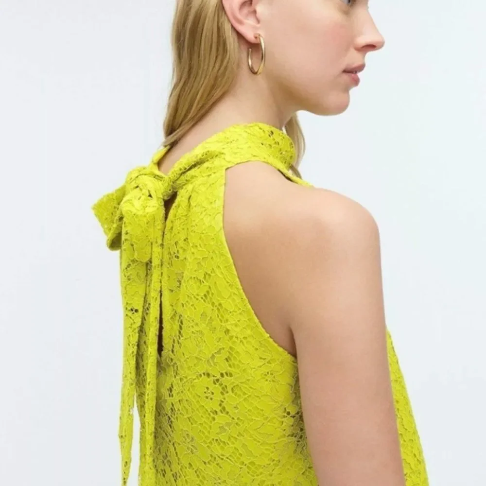 J. Crew Lace Yellow Halter Neck Blouse XXS